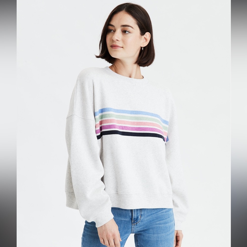 American Eagle fleece boxy crew neck sweatshirt